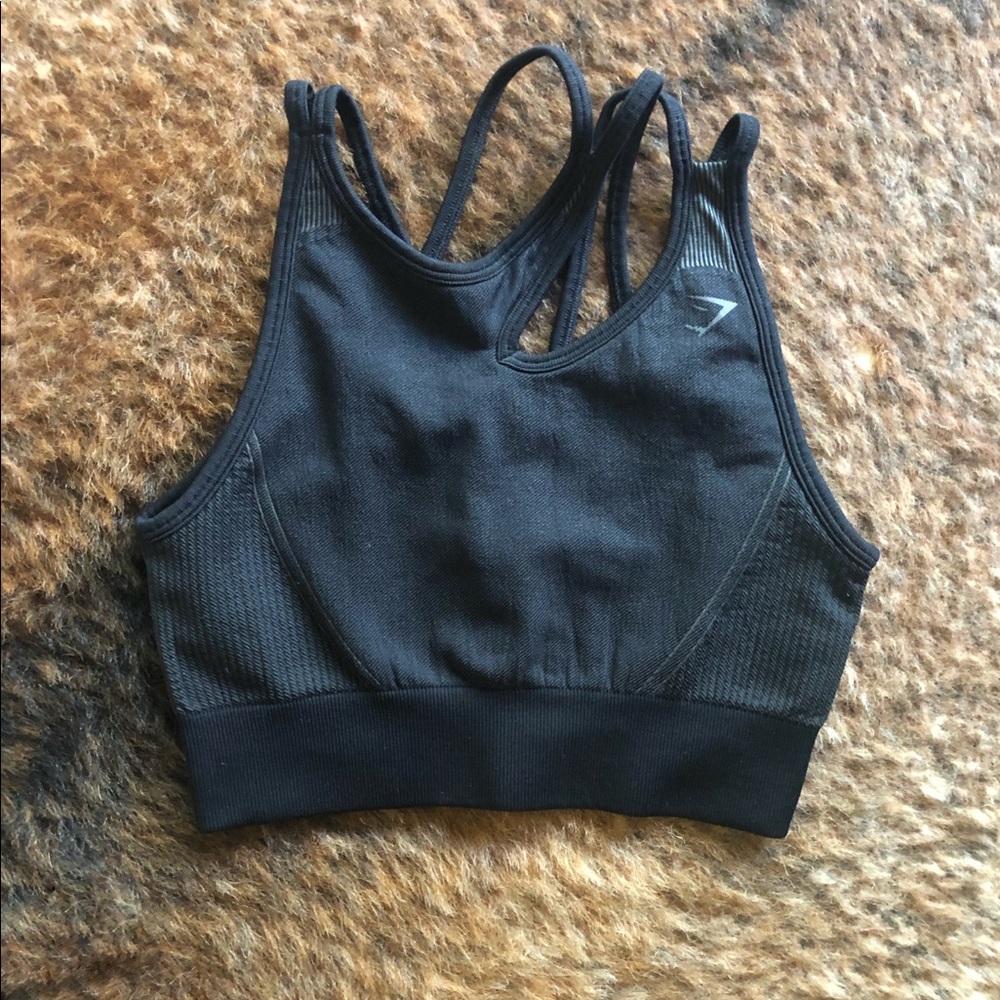 Gym Shark black asymmetrical shoulder sports bra